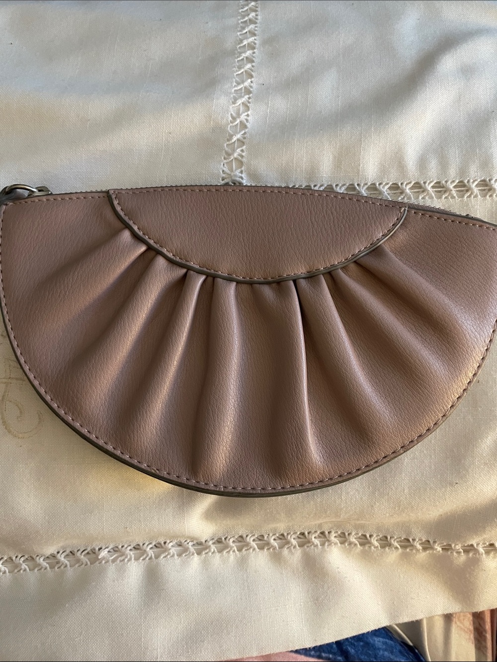 A New Day Mauve Half Moon Gathered Wristlet/ Clutch NWOT